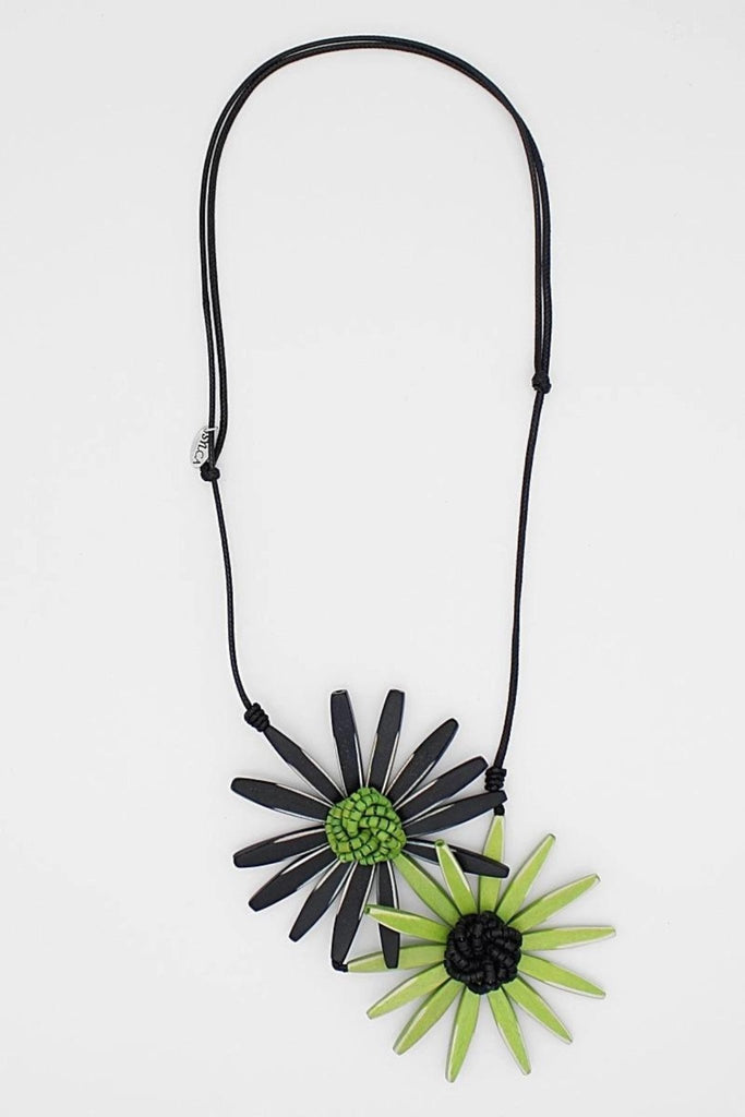 Double Flower Necklace - Lime - Sylca - The Wardrobe