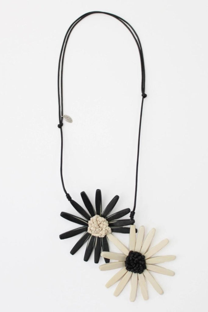 Double Flower Necklace - White - Sylca - The Wardrobe