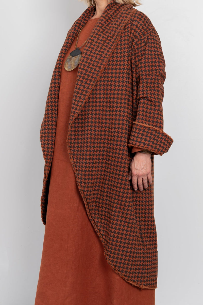 Houndstooth wrap outlet coat