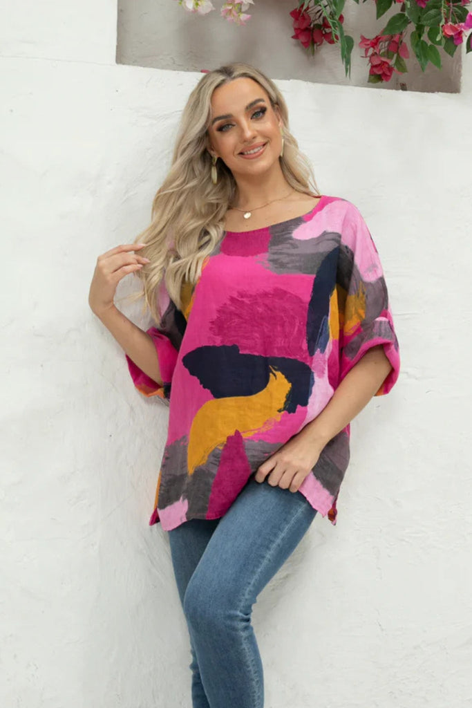 Abstract Linen Tee - Orange Fashion - The Wardrobe