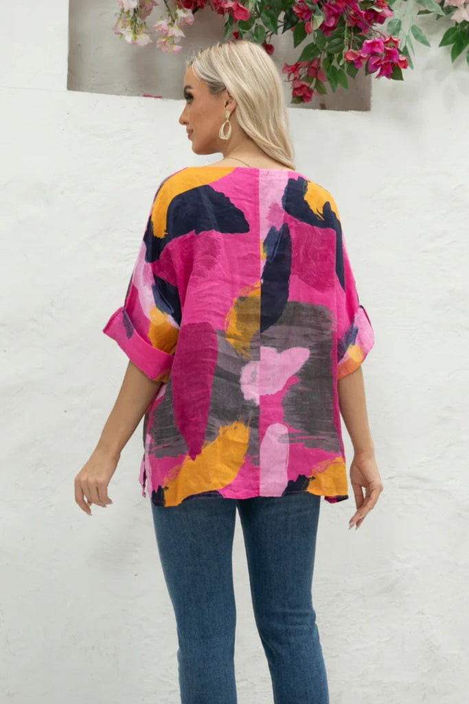 Abstract Linen Tee - Orange Fashion - The Wardrobe