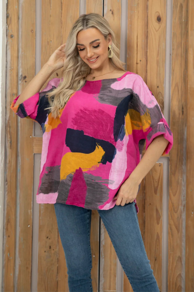 Abstract Linen Tee - Orange Fashion - The Wardrobe