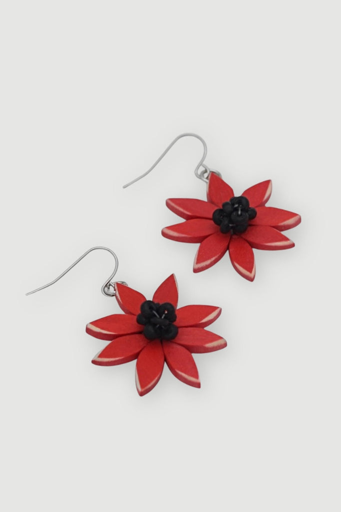 Amaya Flower Earrings - Red - Sylca - The Wardrobe