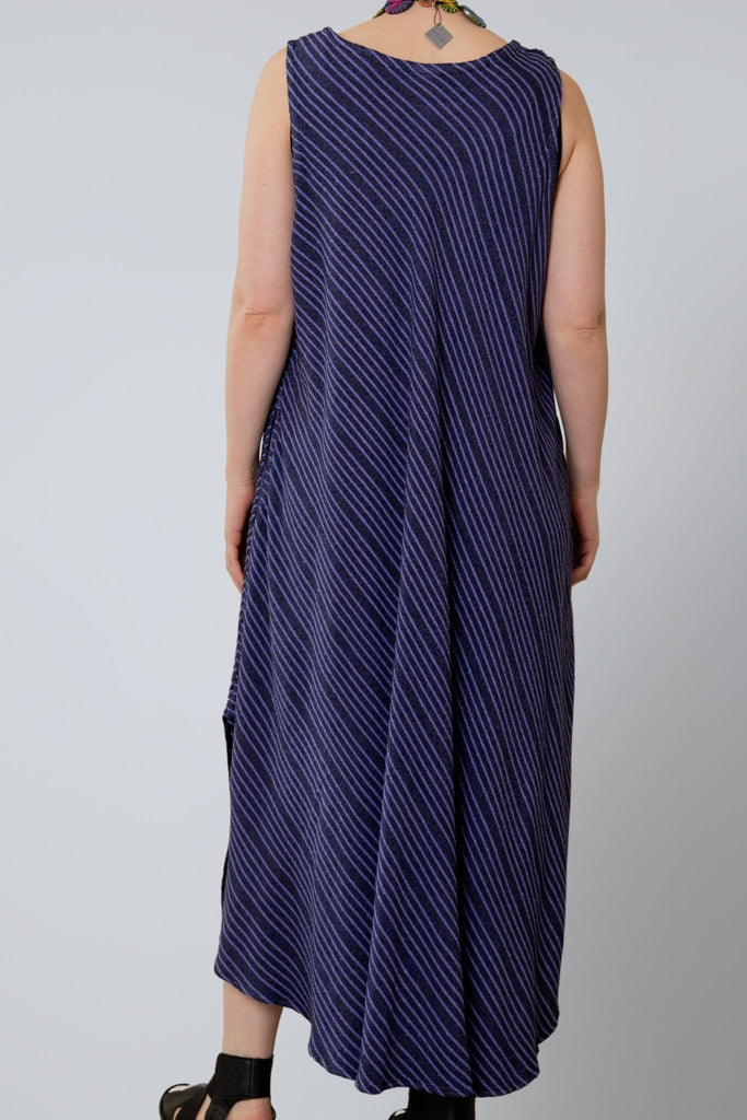 Bias Cut Dress - Lapis Shadow Stripe - Dairi - The Wardrobe