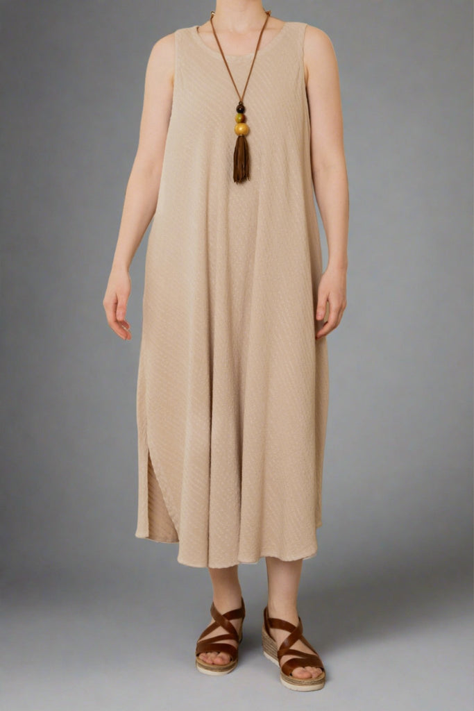 Bias Cut Dress - Sand Shadow Stripe - Dairi - The Wardrobe