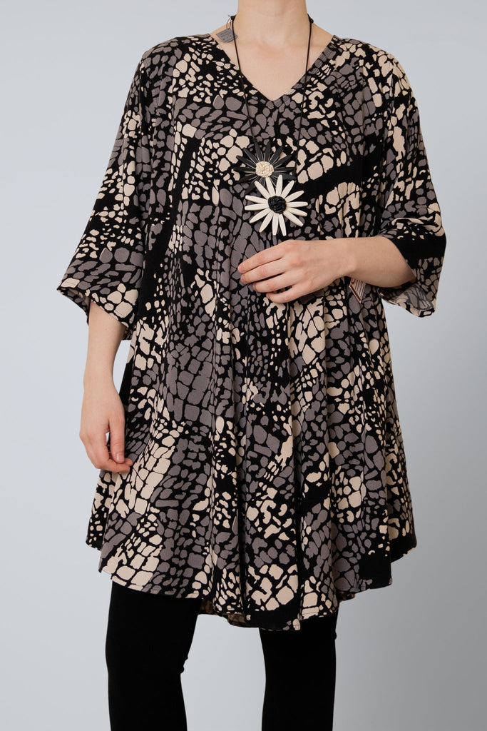 Bias Cut Tunic - Sand Print - Dairi - The Wardrobe