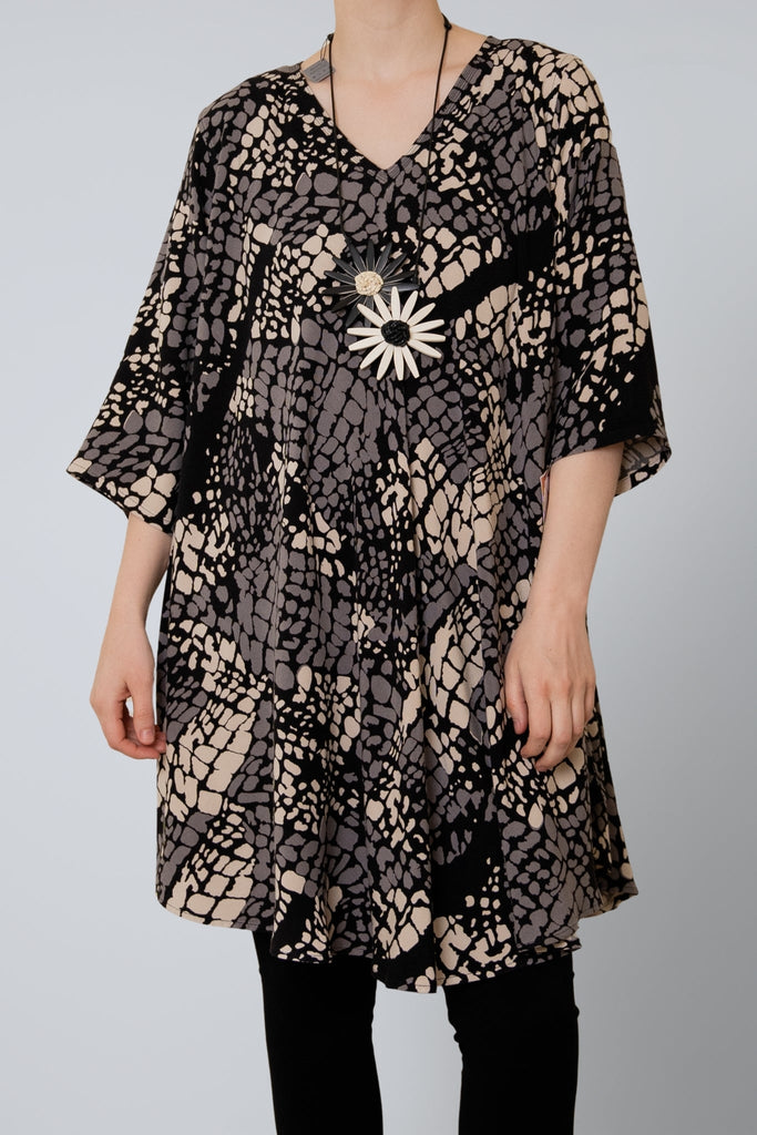 Bias Cut Tunic - Sand Print - Dairi - The Wardrobe