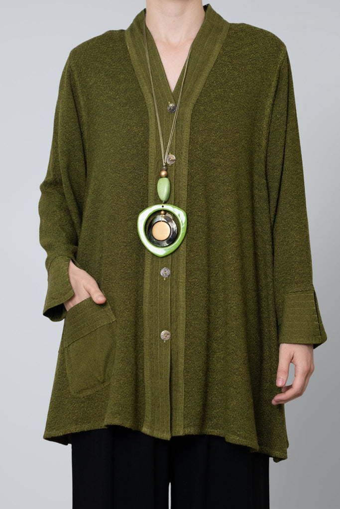 Bouclé Button Jacket - Avocado - Dairi - The Wardrobe