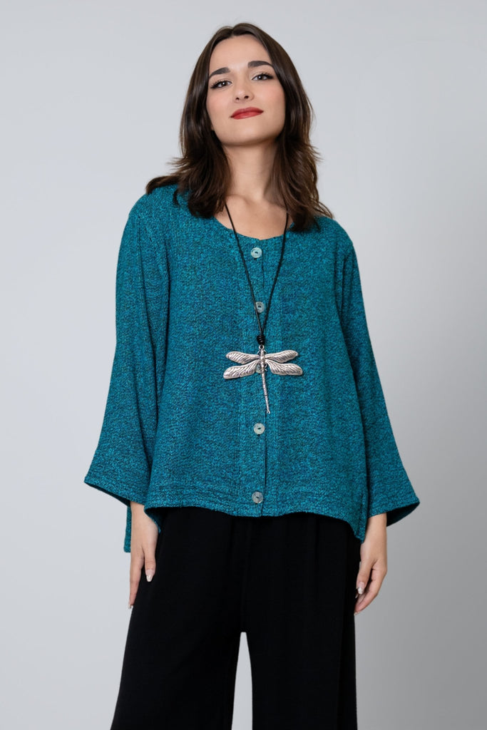 Bouclé Short Jacket - Turquoise - Dairi - The Wardrobe