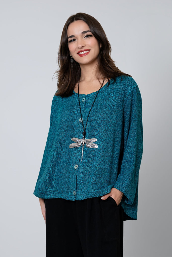 Bouclé Short Jacket - Turquoise - Dairi - The Wardrobe