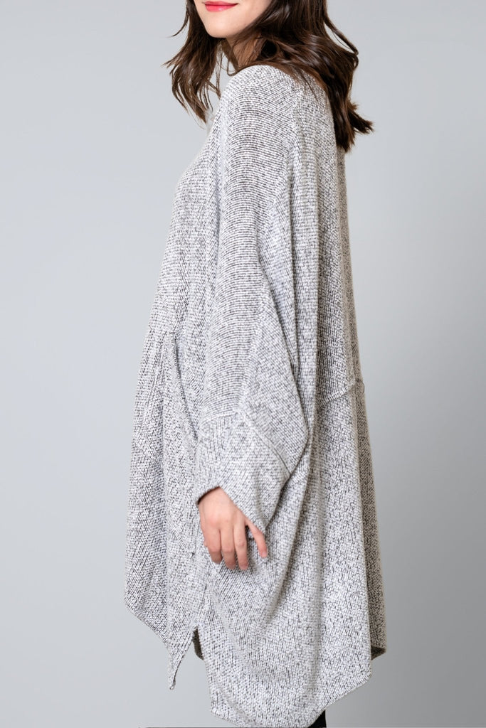 Bouclé V - Neck Tunic - Grey - Dairi - The Wardrobe