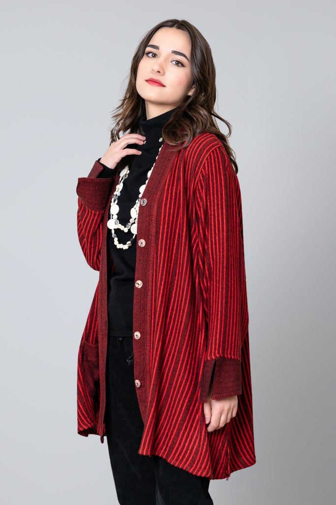 Button Jacket - Red Shadow Stripe - Dairi - The Wardrobe