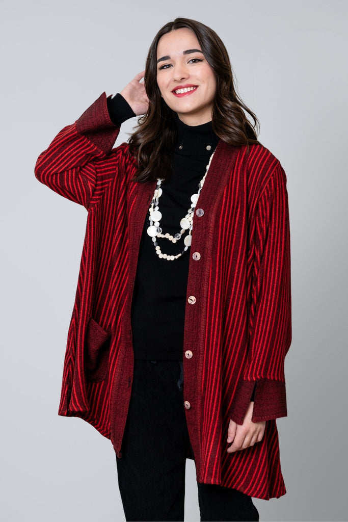 Button Jacket - Red Shadow Stripe - Dairi - The Wardrobe