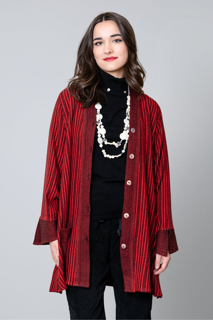 Button Jacket - Red Shadow Stripe - Dairi - The Wardrobe