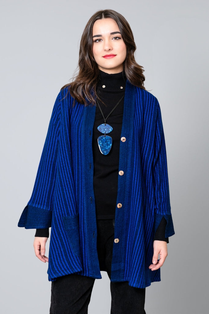 Button Jacket - Royal Shadow Stripe - Dairi - The Wardrobe