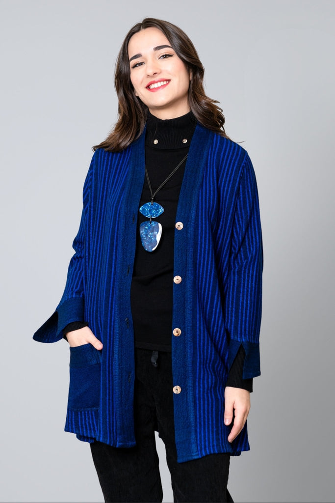 Button Jacket - Royal Shadow Stripe - Dairi - The Wardrobe