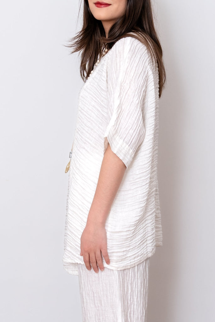 Chloe Silk/Linen Top - White - Grizas - The Wardrobe