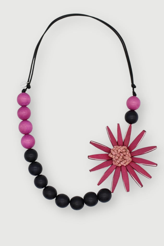 Chunky Flower Necklace - Berry - Sylca - The Wardrobe