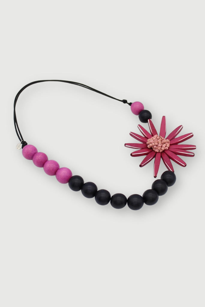 Chunky Flower Necklace - Berry - Sylca - The Wardrobe