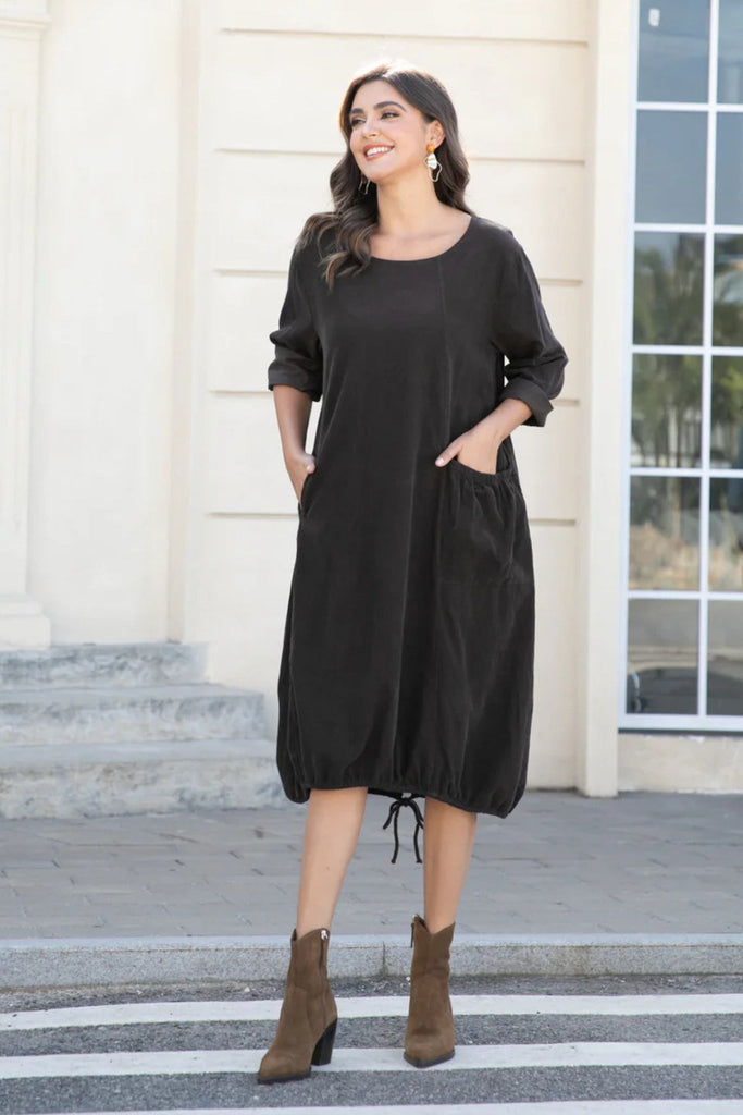 Corduroy Dress - Orange Fashion - The Wardrobe