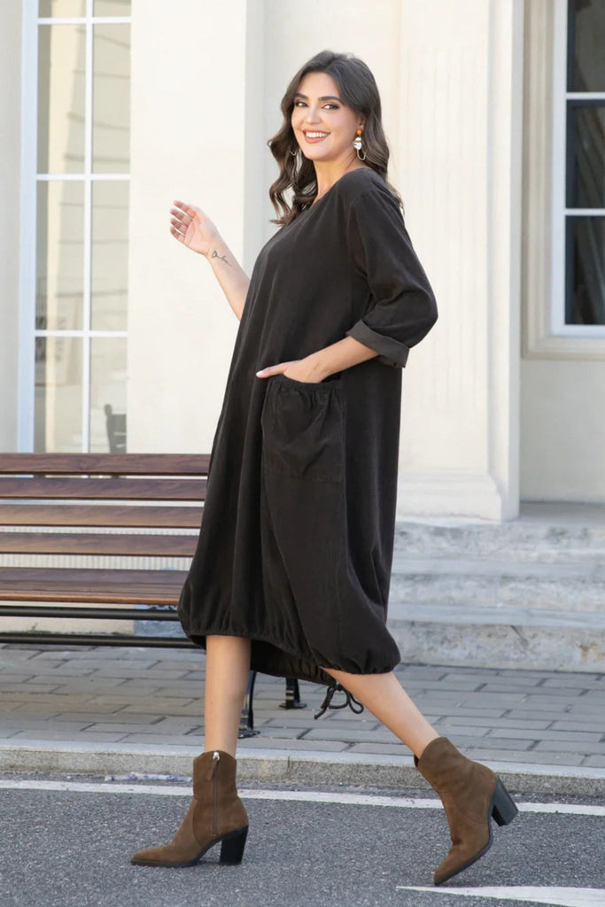 Corduroy Dress - Orange Fashion - The Wardrobe