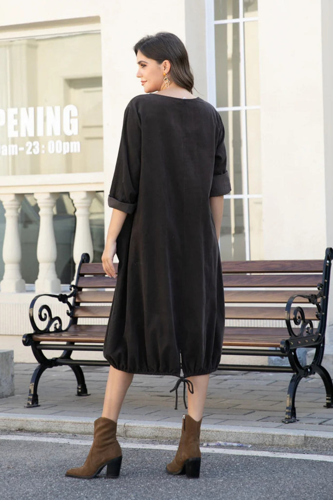 Corduroy Dress - Orange Fashion - The Wardrobe