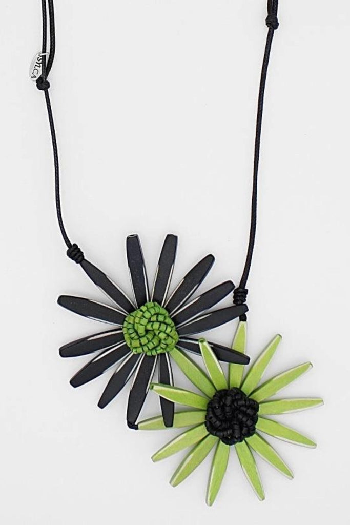Double Flower Necklace - Lime - Sylca - The Wardrobe