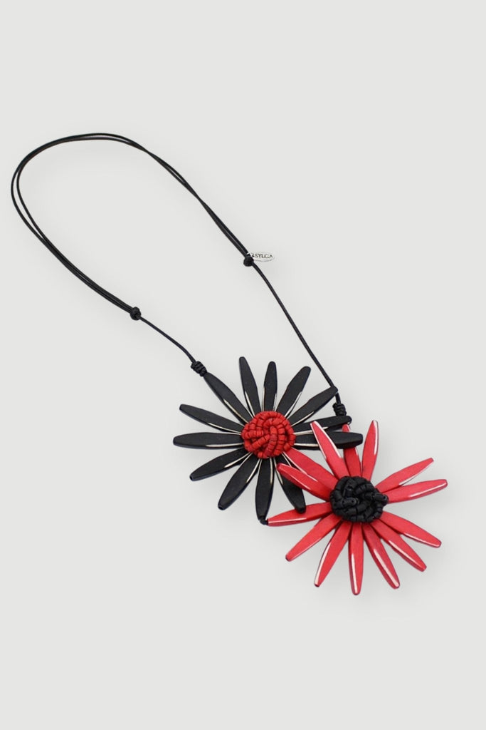 Double Flower Necklace - Red - Sylca - The Wardrobe