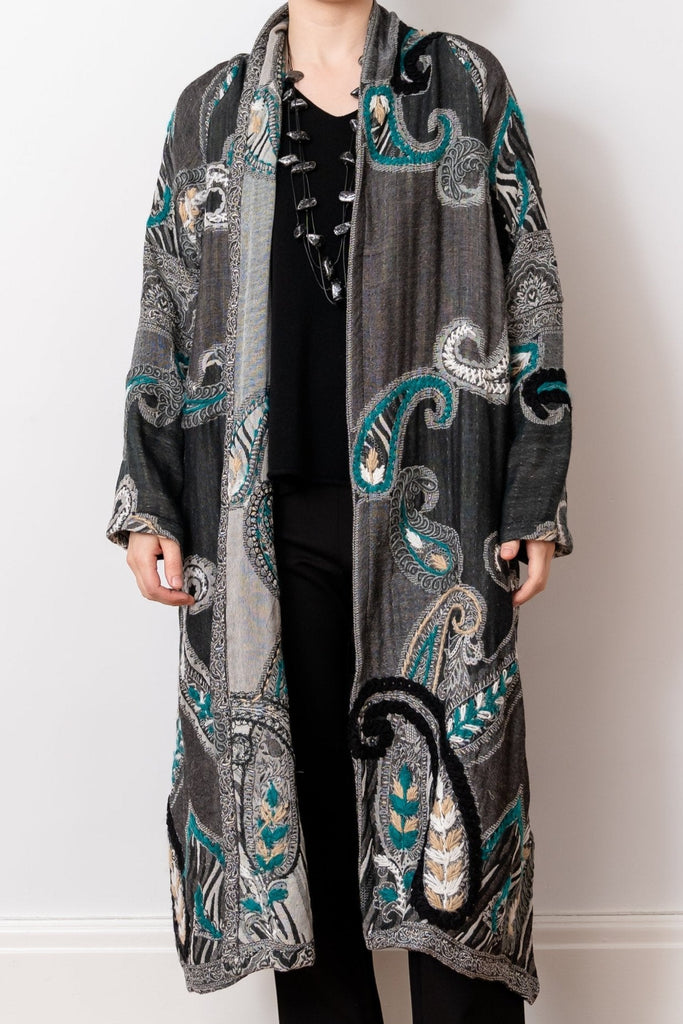 Embroidered Wool Duster - Calla - BaBa Imports - The Wardrobe