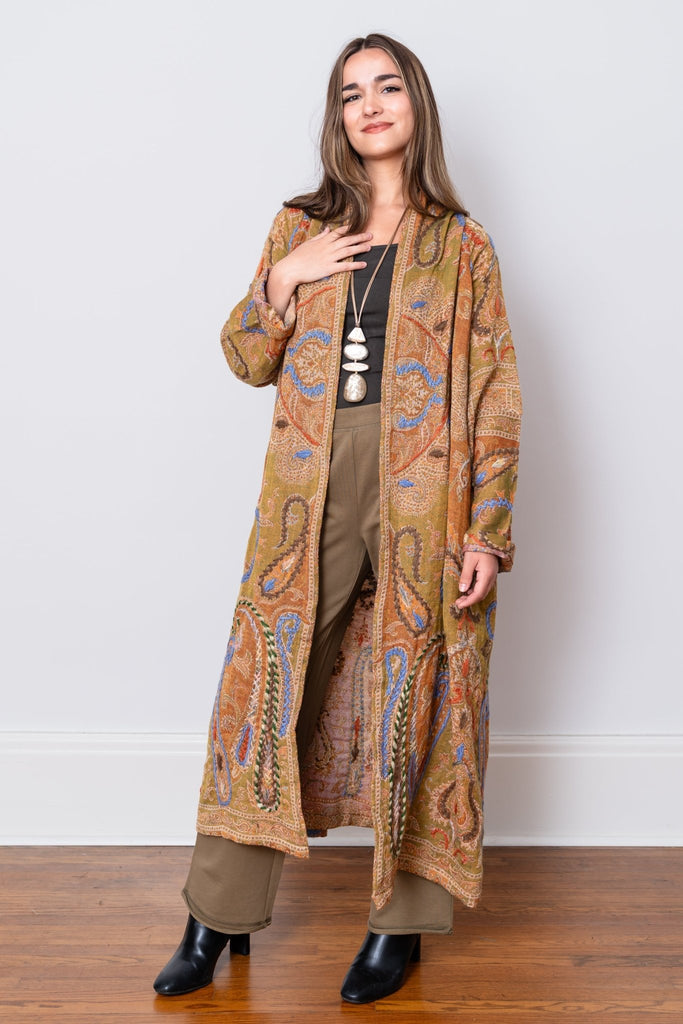 Embroidered Wool Duster - Goldie - BaBa Imports - The Wardrobe