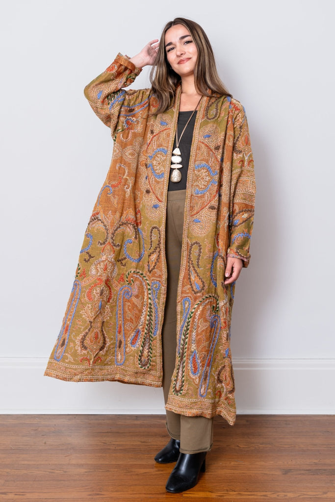 Embroidered Wool Duster - Goldie - BaBa Imports - The Wardrobe