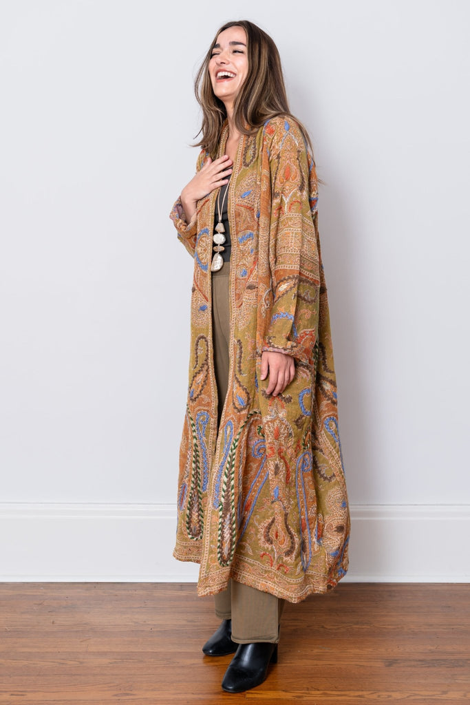 Embroidered Wool Duster - Goldie - BaBa Imports - The Wardrobe