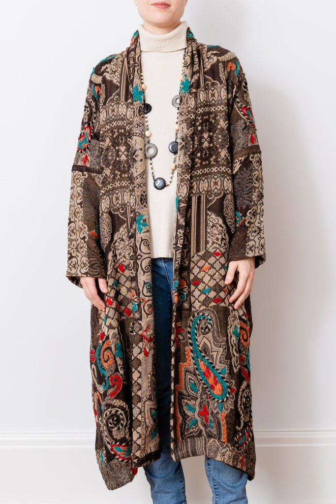 Embroidered Wool Duster - Lila - BaBa Imports - The Wardrobe