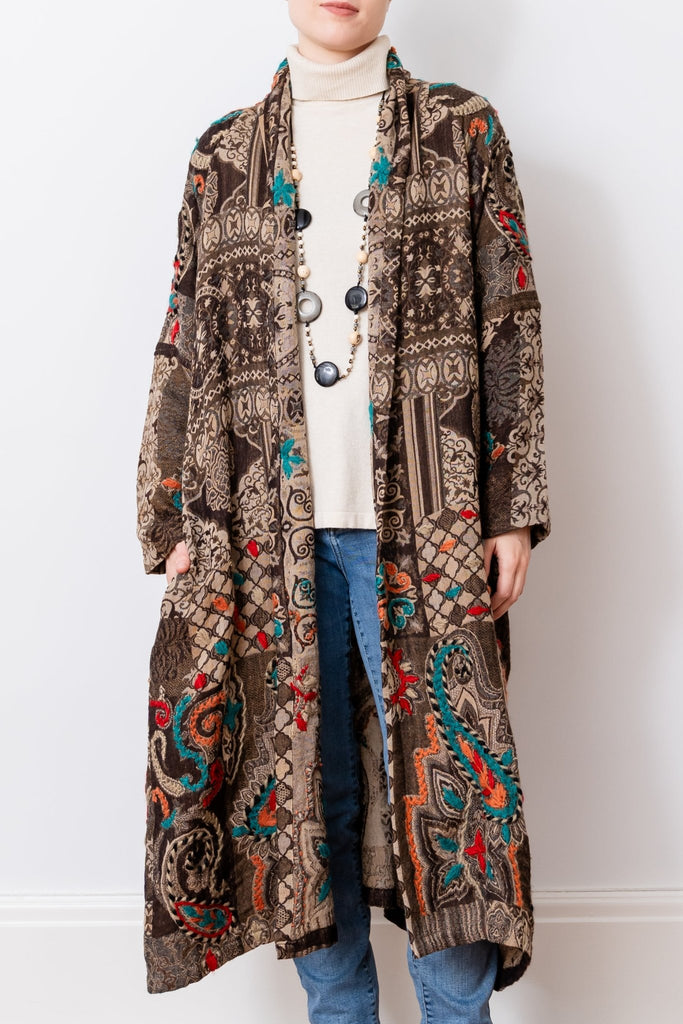 Embroidered Wool Duster - Lila - BaBa Imports - The Wardrobe