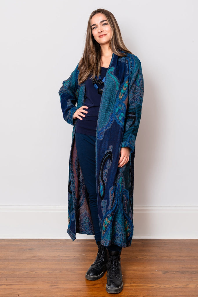 Embroidered Wool Duster - Suri - BaBa Imports - The Wardrobe