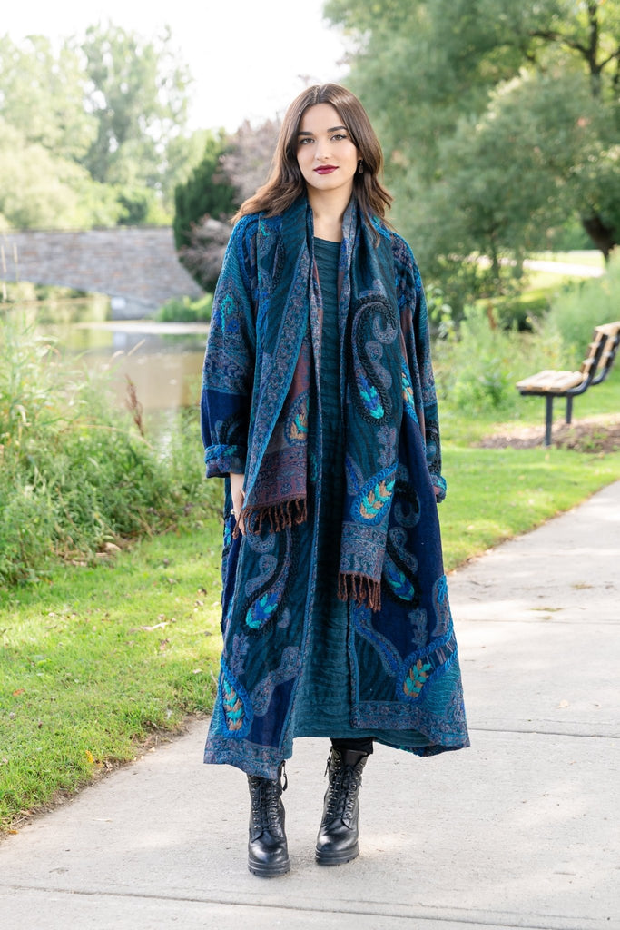 Embroidered Wool Duster - Suri - The Wardrobe - The Wardrobe