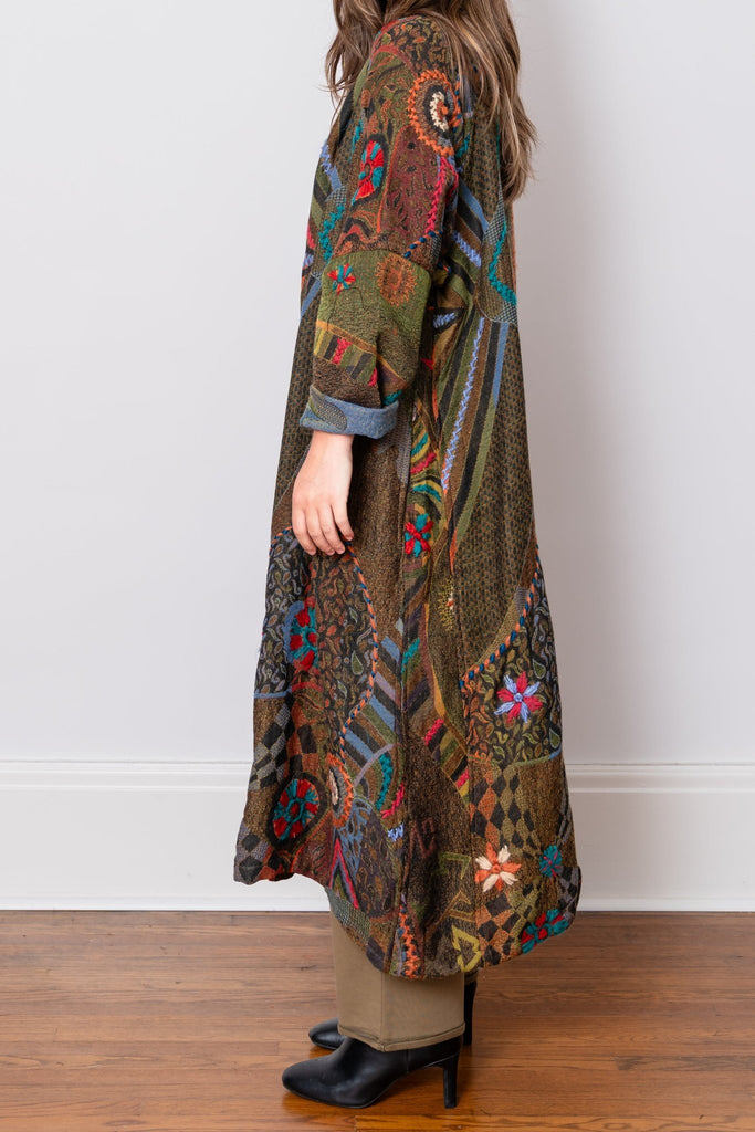 Embroidered Wool Duster - Wren - BaBa Imports - The Wardrobe