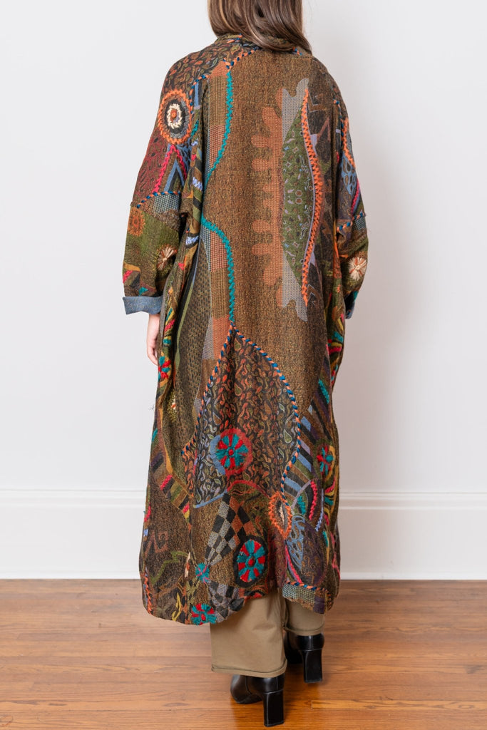 Embroidered Wool Duster - Wren - BaBa Imports - The Wardrobe