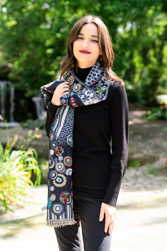 Embroidered Wool Scarf - Faye - The Wardrobe - The Wardrobe