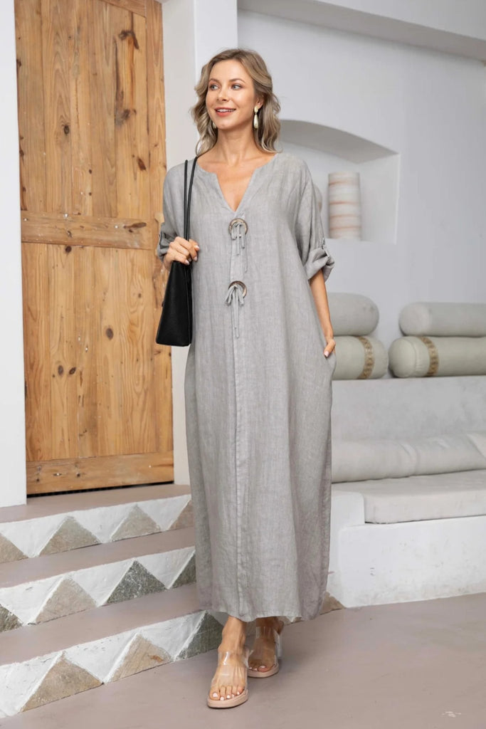 Emilia Linen Dress - Orange Fashion - The Wardrobe