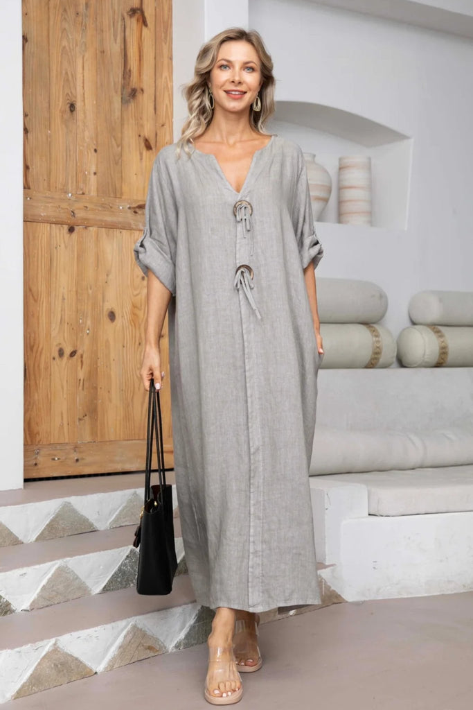 Emilia Linen Dress - Orange Fashion - The Wardrobe