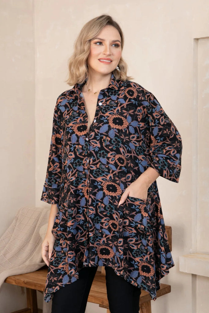 Fall Florals Tunic - Orange Fashion - The Wardrobe