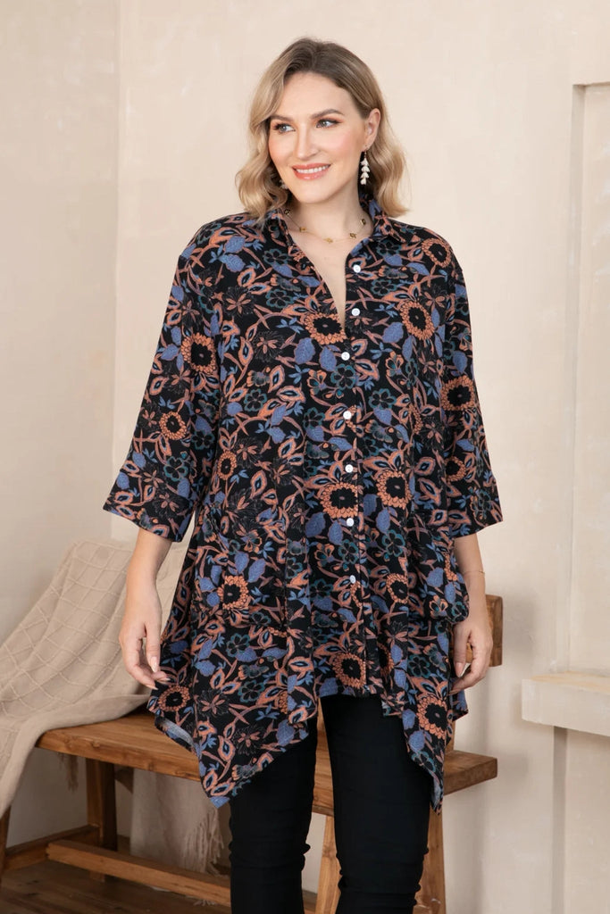 Fall Florals Tunic - Orange Fashion - The Wardrobe