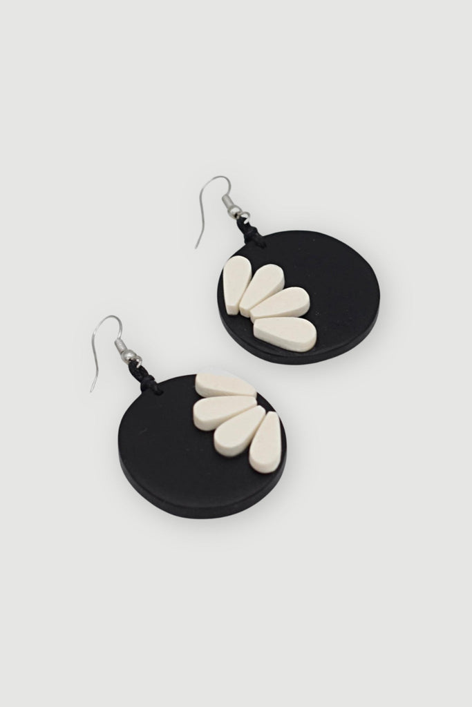 Flower Power Earring - Black - Sylca - The Wardrobe