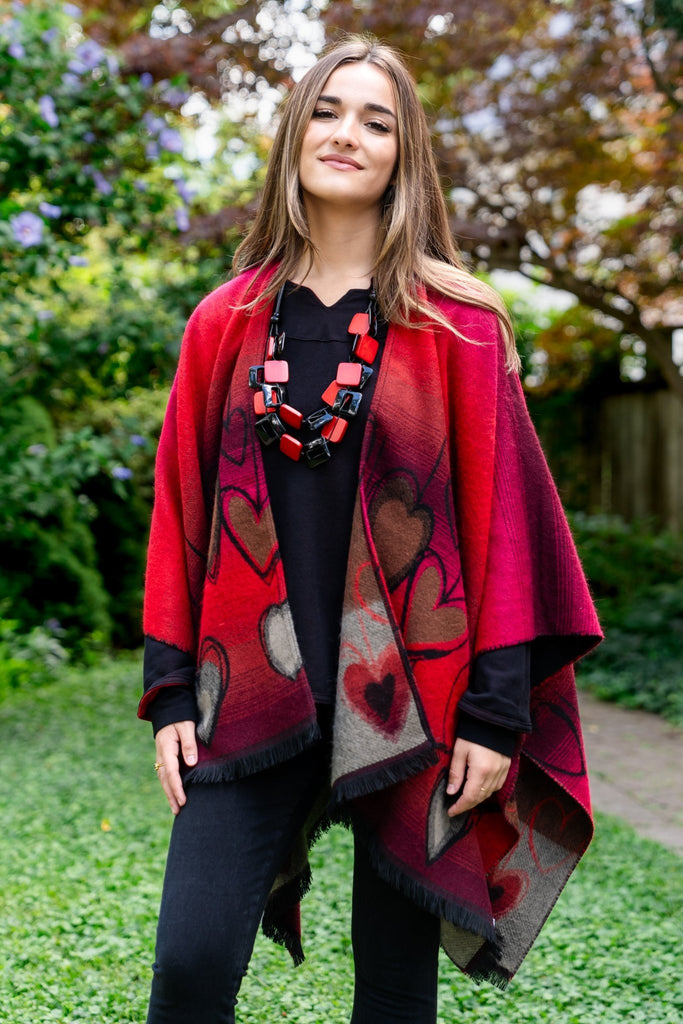 Heart Poncho - Parsley & Sage - The Wardrobe