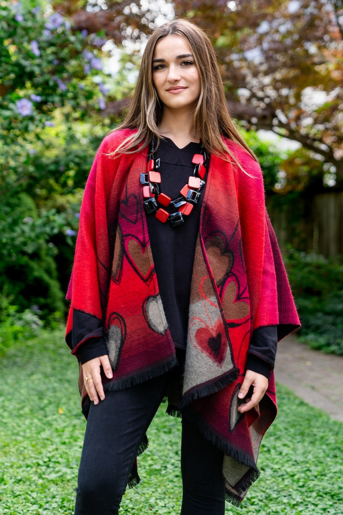 Heart Poncho - Parsley & Sage - The Wardrobe