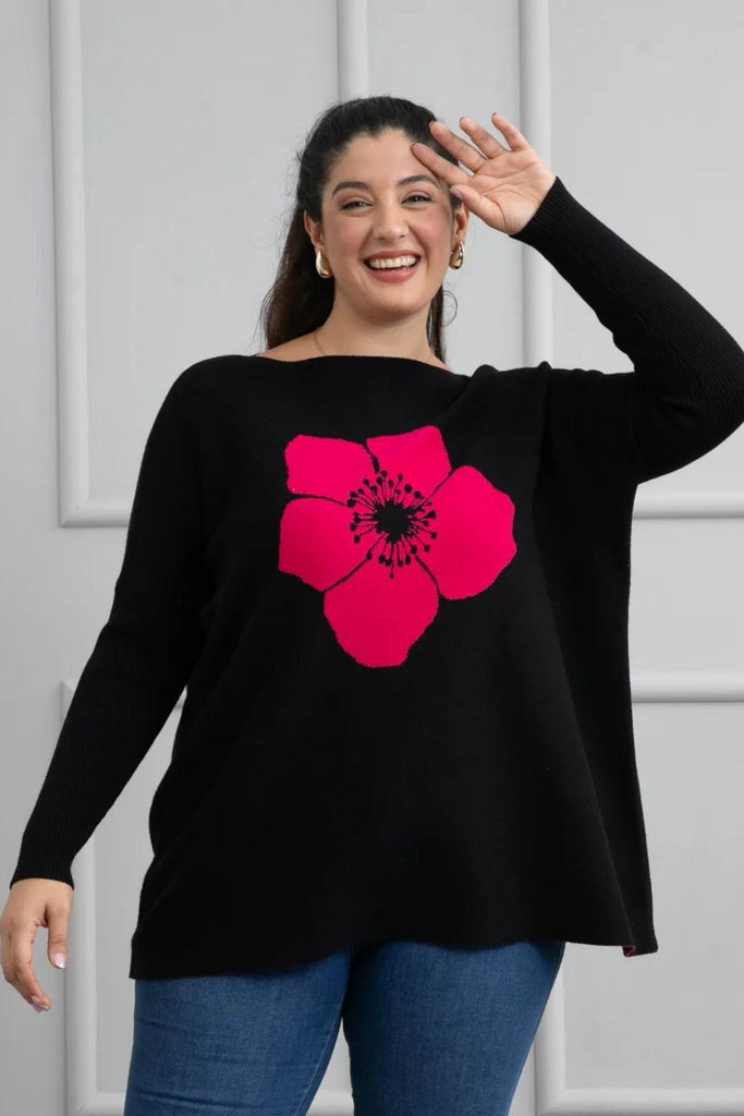 Hibiscus Bloom Sweater - Orange Fashion - The Wardrobe