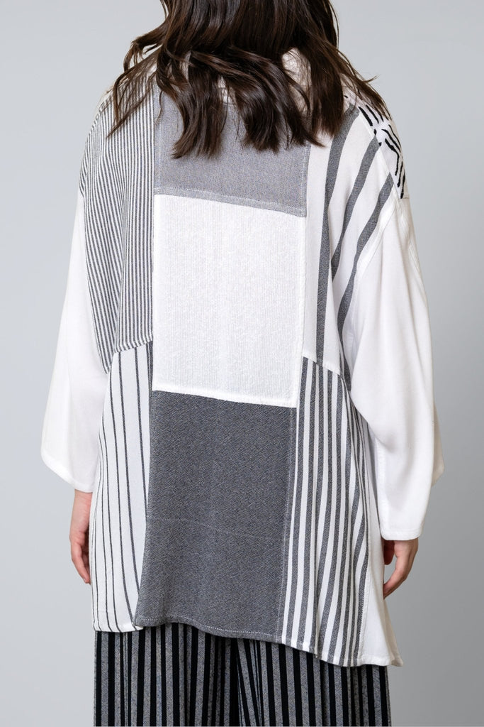 Mixed Print Cowl Top - White - Dairi - The Wardrobe