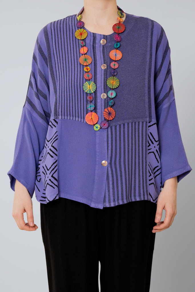 Mixed Print Jacket -Lapis - Dairi - The Wardrobe