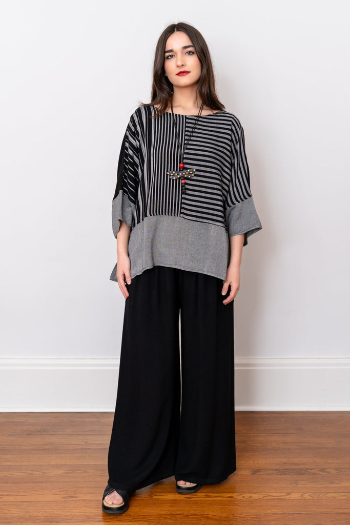 Mixed Print Top - Black - Dairi - The Wardrobe